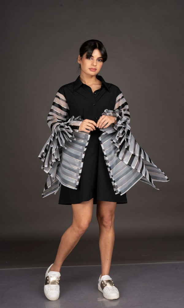 Ruffled Sleeves Shirt Dress