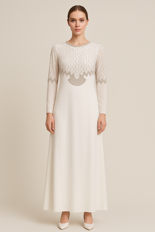 Ethereal Embroidered White Maxi
