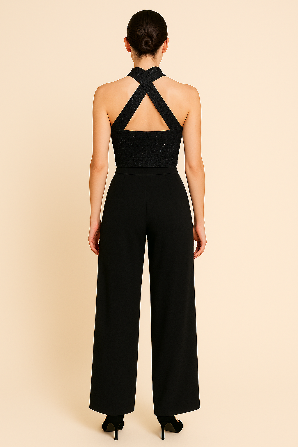 Midnight Embellished Halter Waistcoat Set