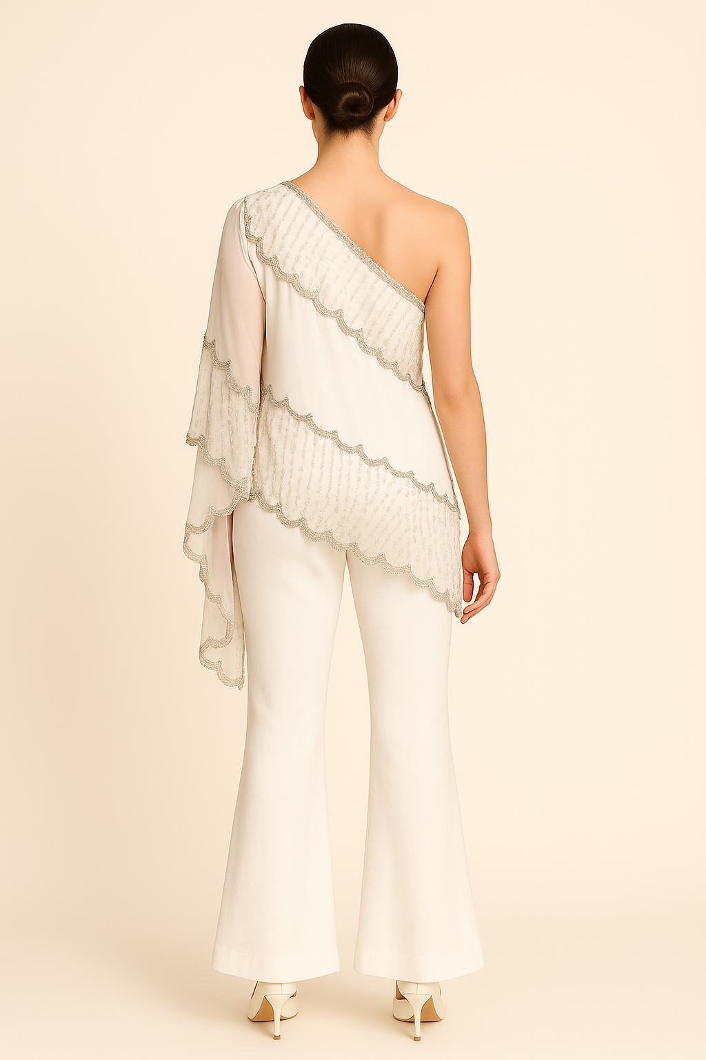 Silver Cascade One Shoulder Co-ord Set