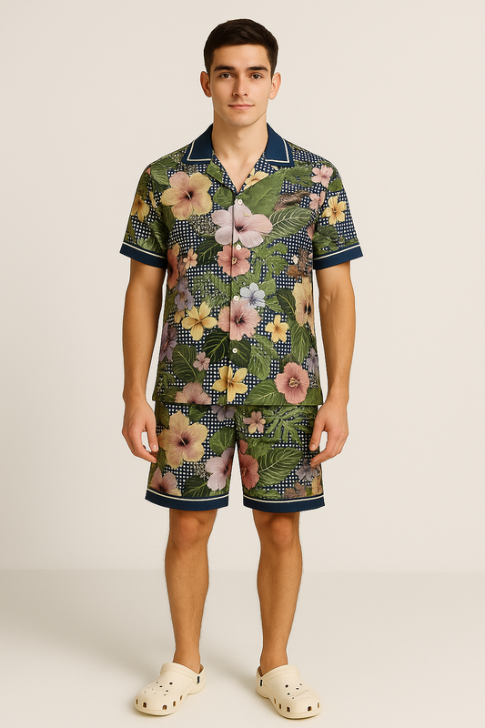 TROPICAL GRID CO-ORD SET – Where Botanical Escape Meets Geometric Cool