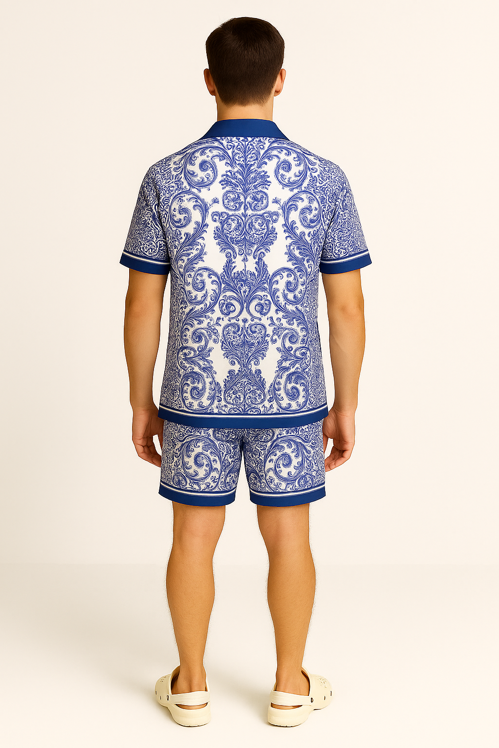 BAROQUE COAST CO-ORD SET β Blue Renaissance Meets Modern Resortwear