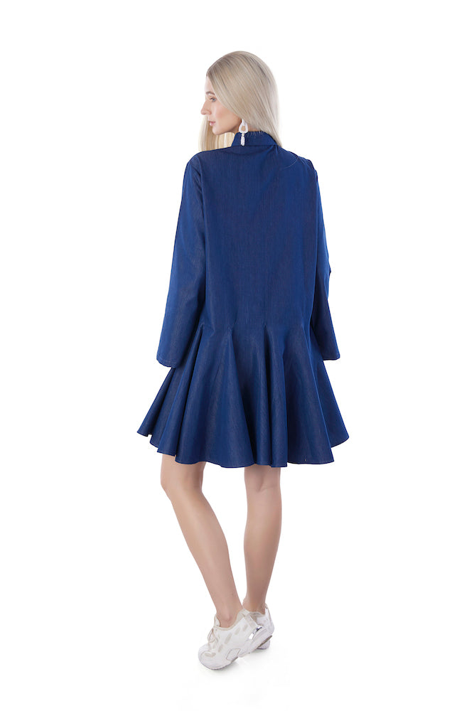 Denim Shirt Dress With Gathers