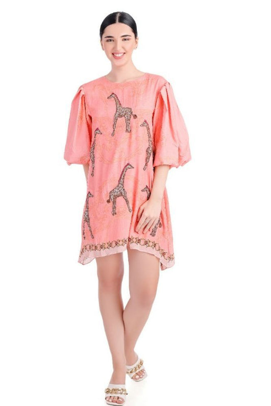 Giraffe Embroidered Dress