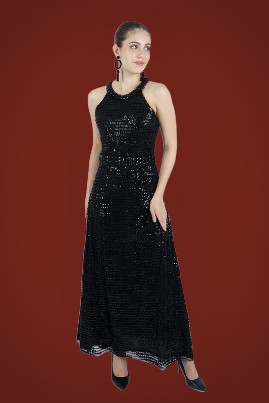 Black Sequin Gown