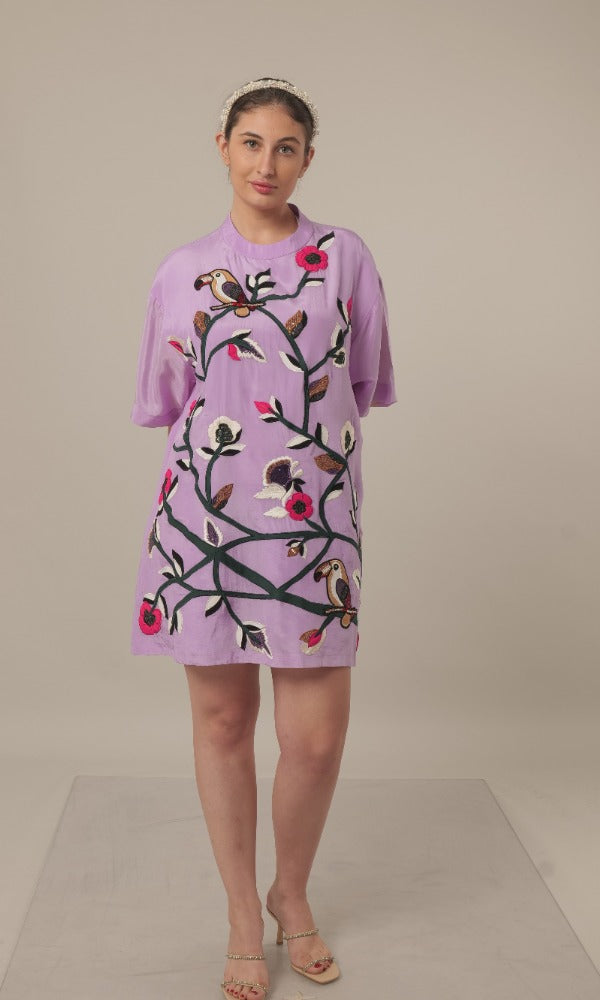 Floral Embroidered T-shirt Dress