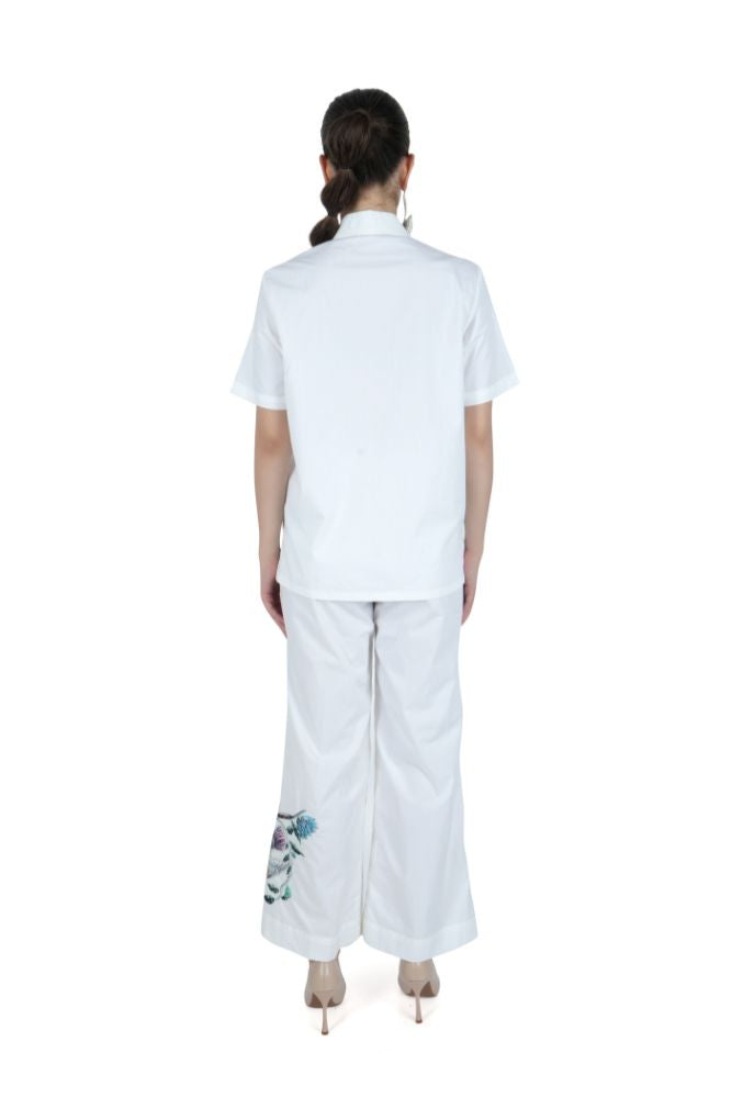 Appliqué Bird Embroidered White Co-ord Set