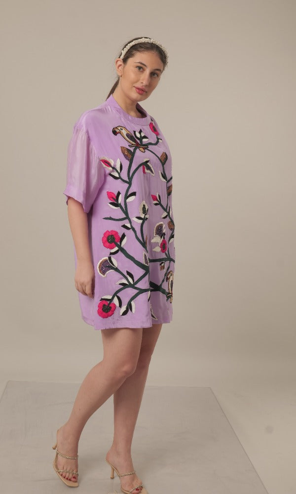 Floral Embroidered T-shirt Dress