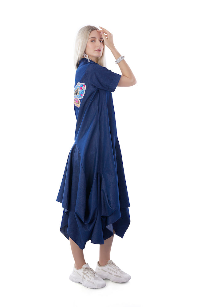 Asymmetrical Long Denim Dress