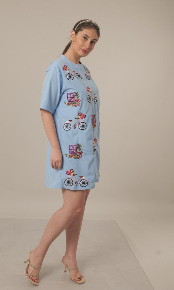 Cycle Embroidered T-shirt Dress