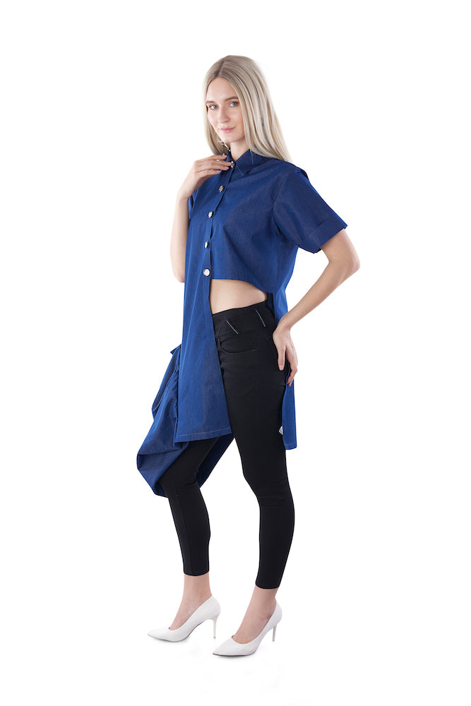 Asymmetrical Denim Funky Shirt
