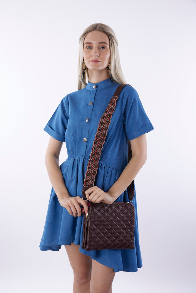 Brown Fish Leather Sling Bag