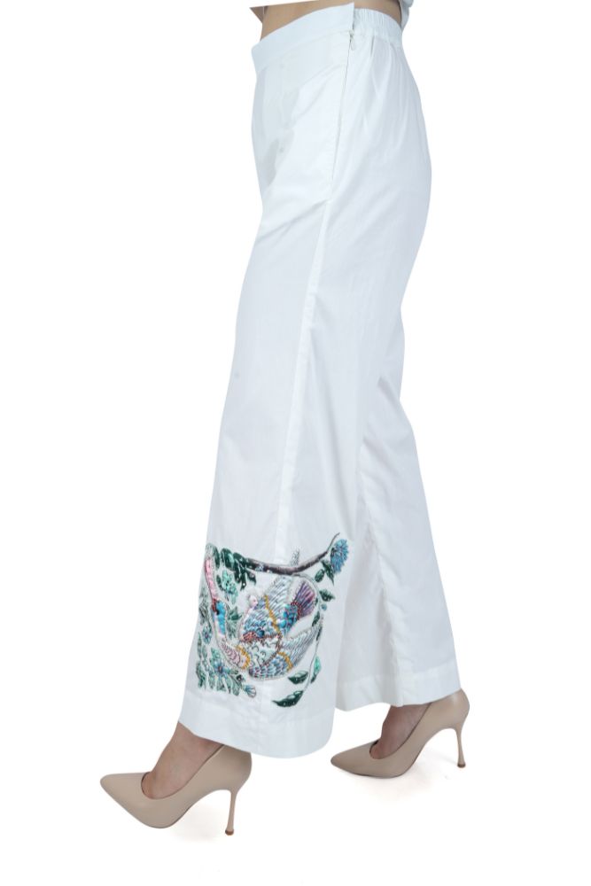 Appliqué Bird Embroidered White Co-ord Set