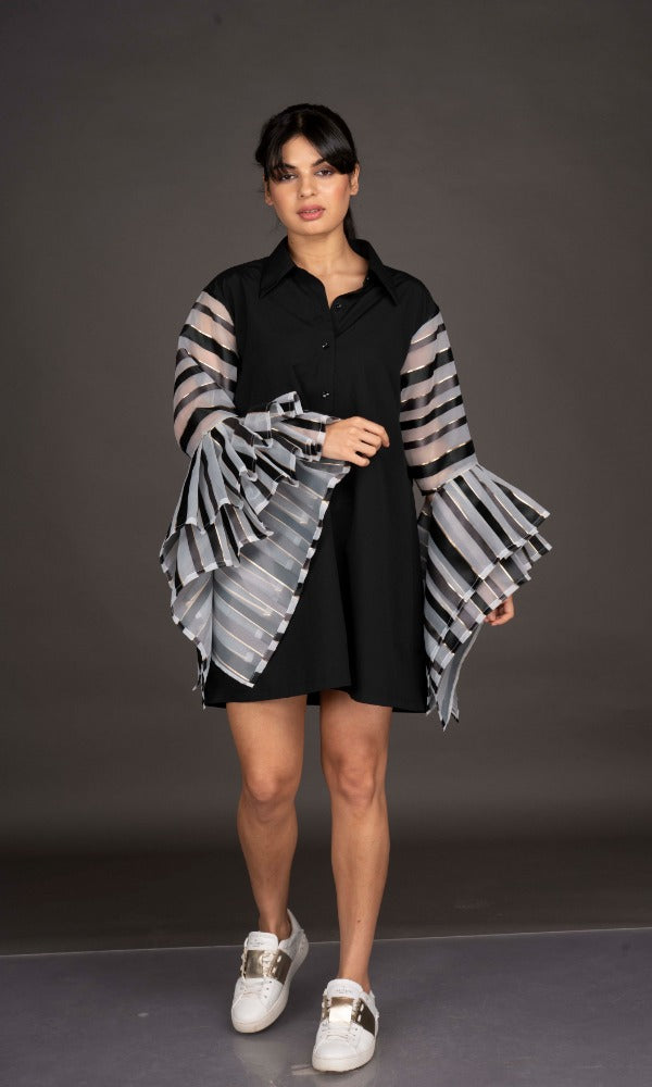 Ruffled Sleeves Shirt Dress