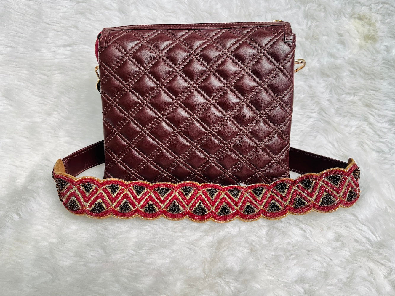 Brown Fish Leather Sling Bag