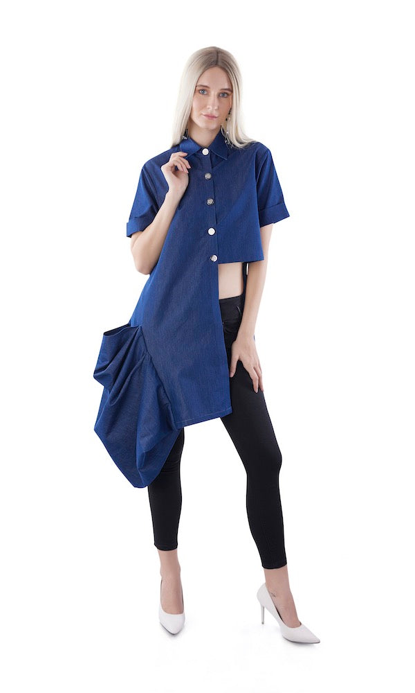 Asymmetrical Denim Funky Shirt
