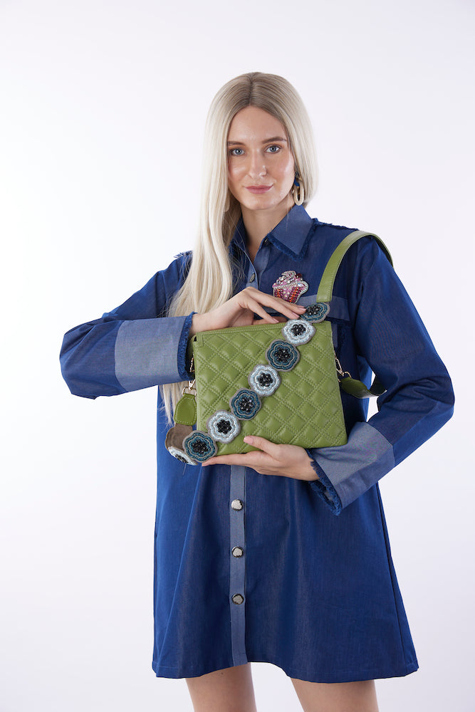 Green Fish Leather Sling Bag