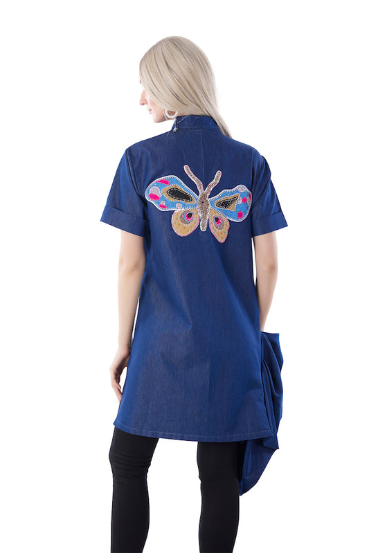 Asymmetrical Denim Funky Shirt