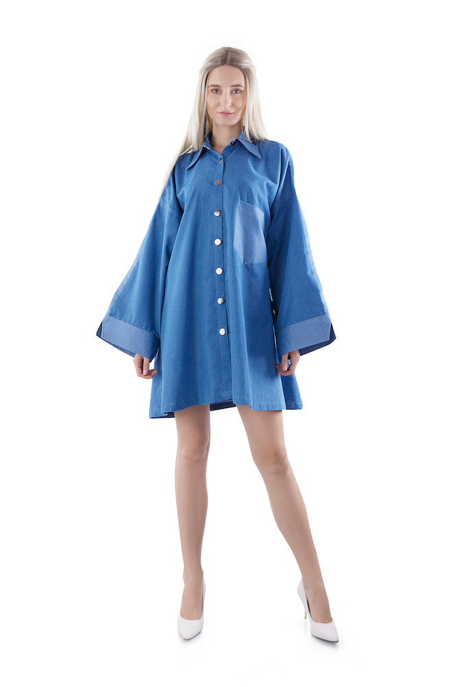 Oversized Denim Shirt Dress