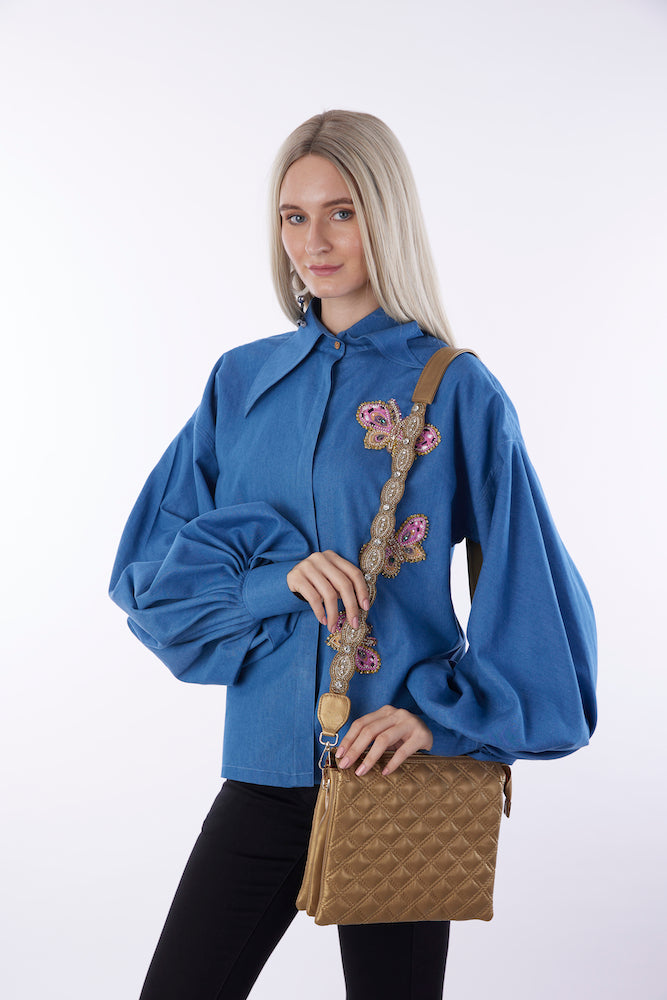 Golden Fish Leather Sling Bag