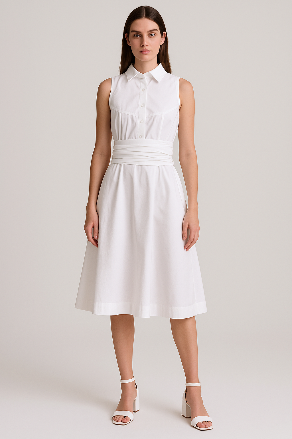 White Dress with Back Tie-Up - Polished minimalism for every occasion