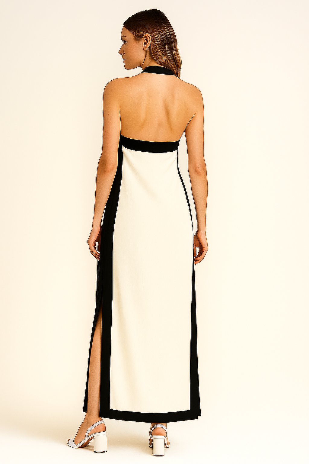 Halter Neck Side Slit Dress - Sophistication meets minimalism in a silhouette made for statement moments