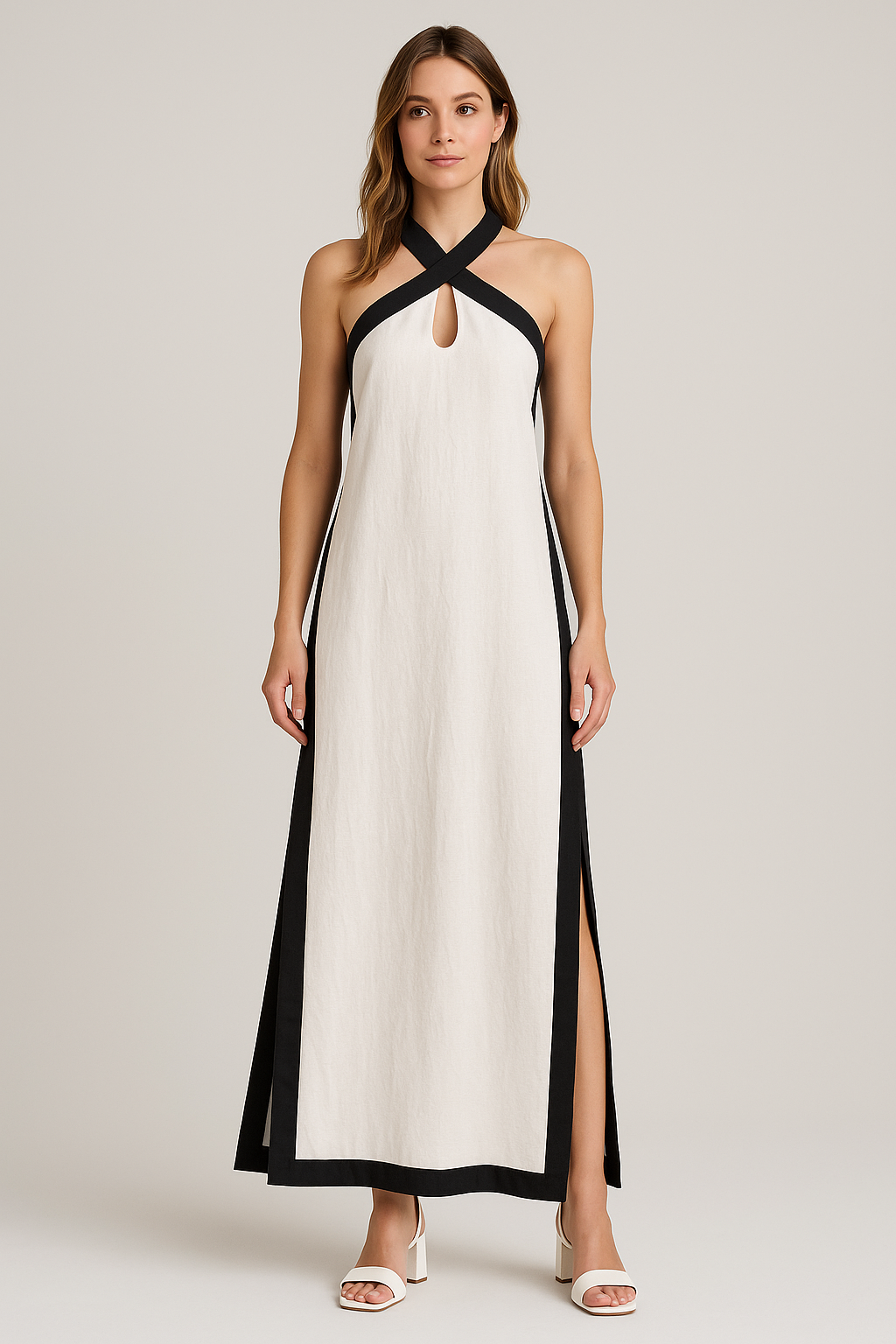 Halter Neck Side Slit Dress - Sophistication meets minimalism in a silhouette made for statement moments