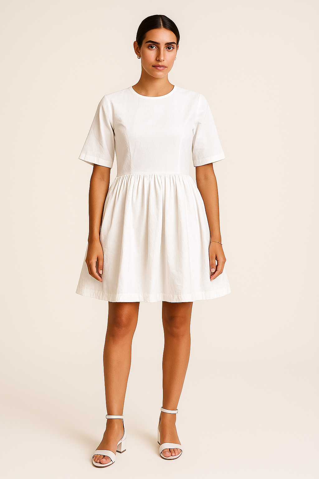 White Back tab Dress - Minimalist elegance with a playful twist