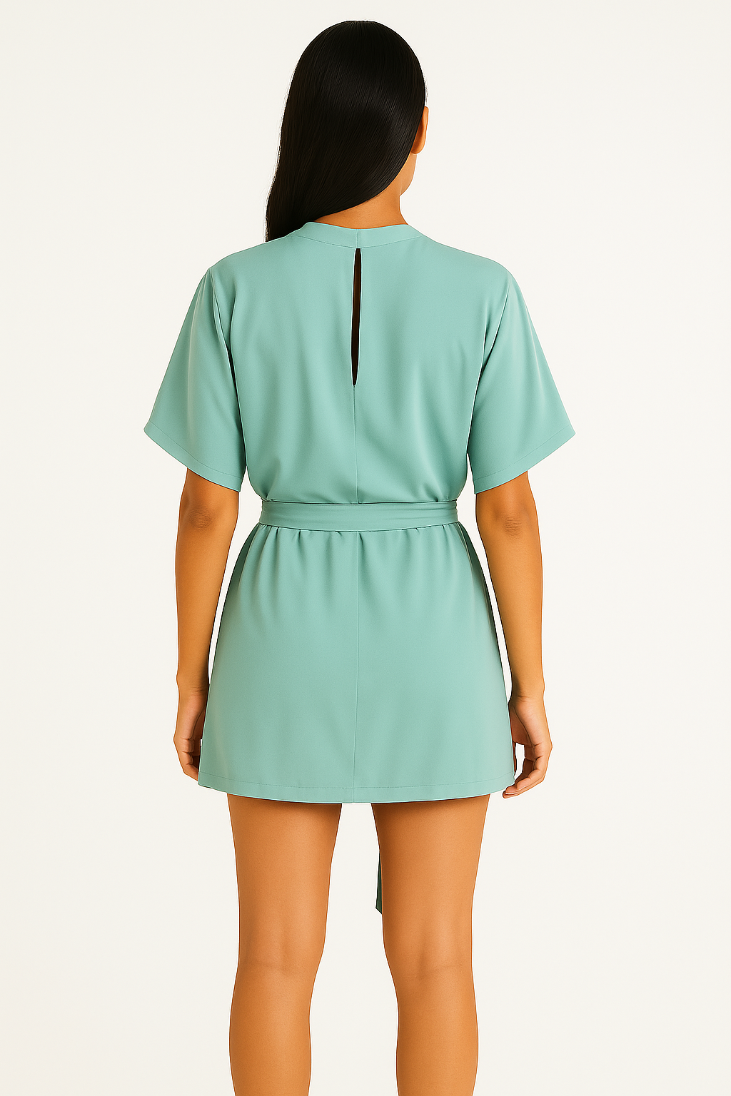 Mint Green waist tie up Short Dress