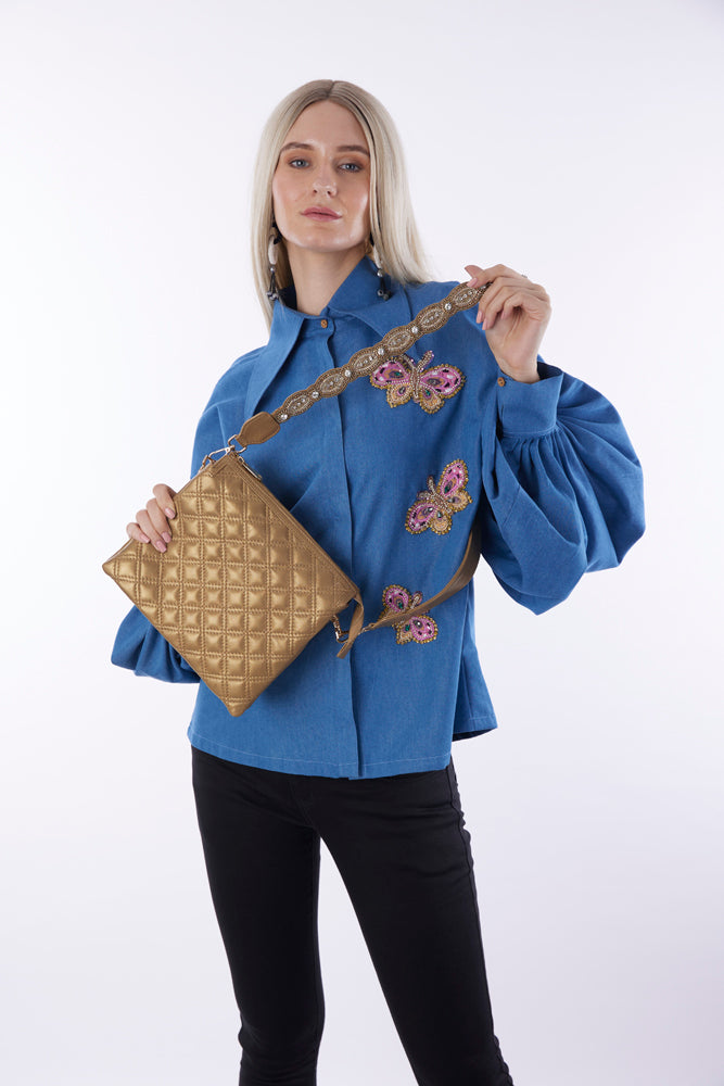 Golden Fish Leather Sling Bag