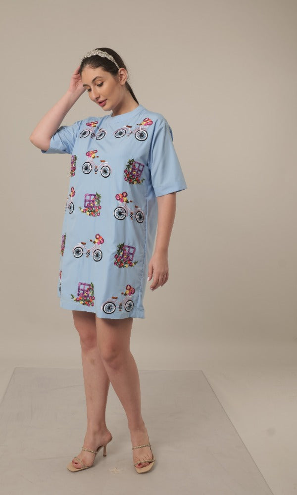 Cycle Embroidered T-shirt Dress