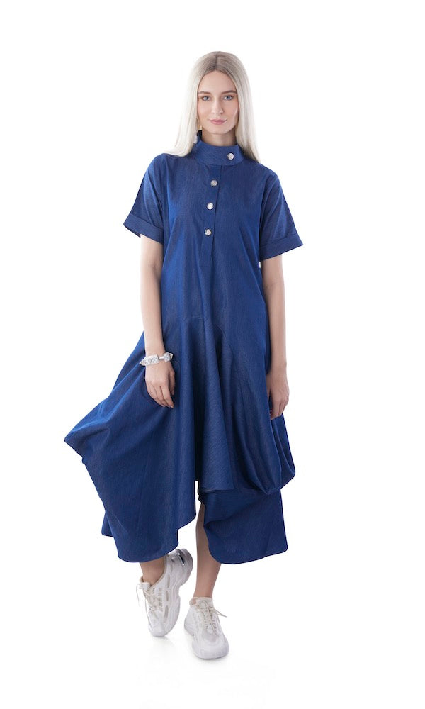 Asymmetrical Long Denim Dress