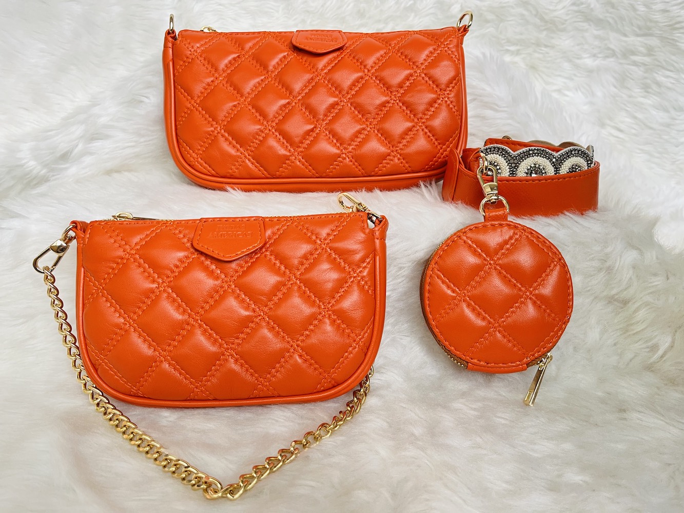 Orange Embroidered Combo Sling Bag