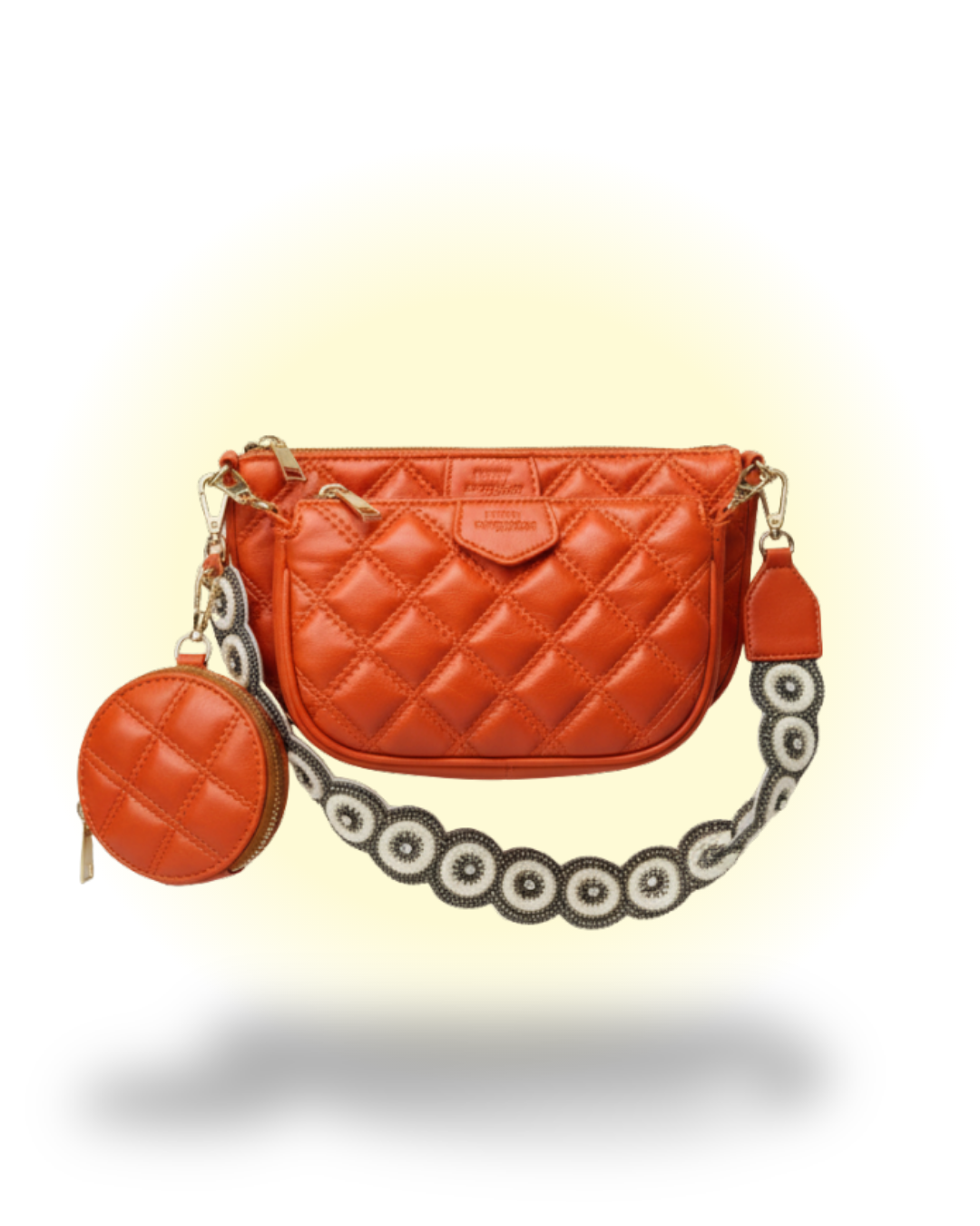 Orange Embroidered Combo Sling Bag