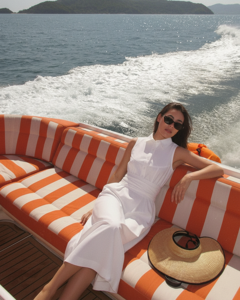 White Dress with Back Tie-Up - Polished minimalism for every occasion