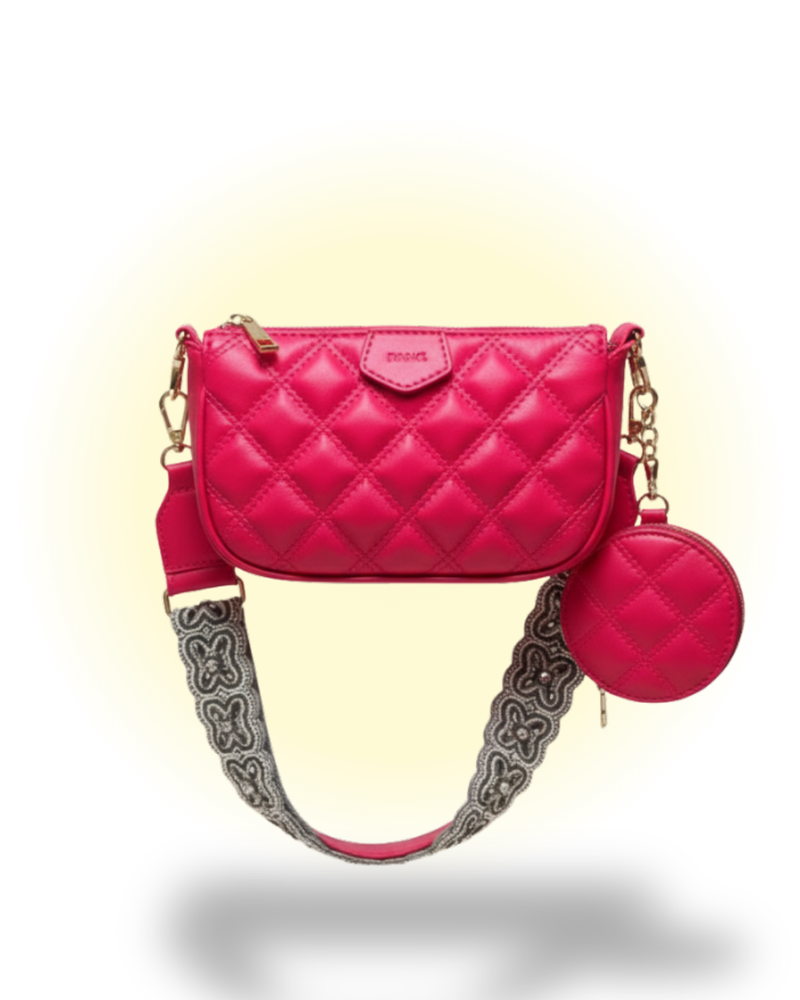 Pink Embroidered Combo Sling Bag