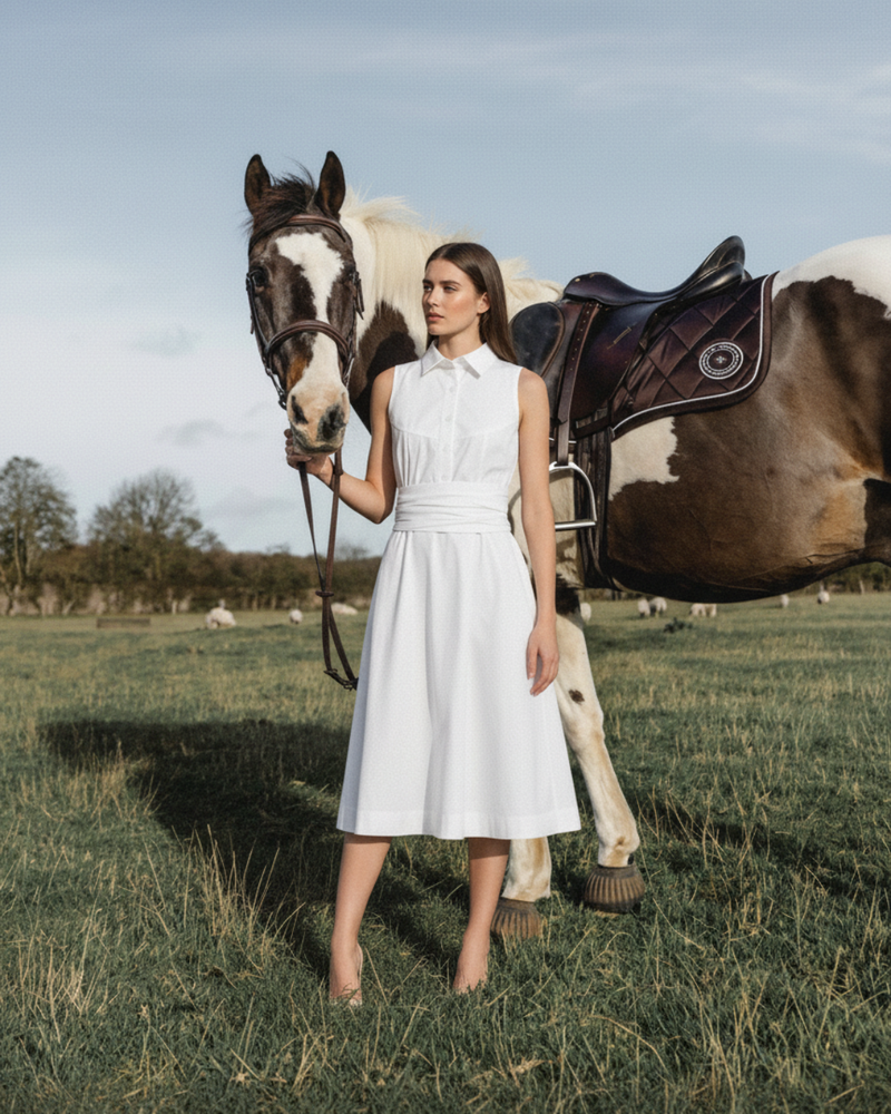 White Dress with Back Tie-Up - Polished minimalism for every occasion