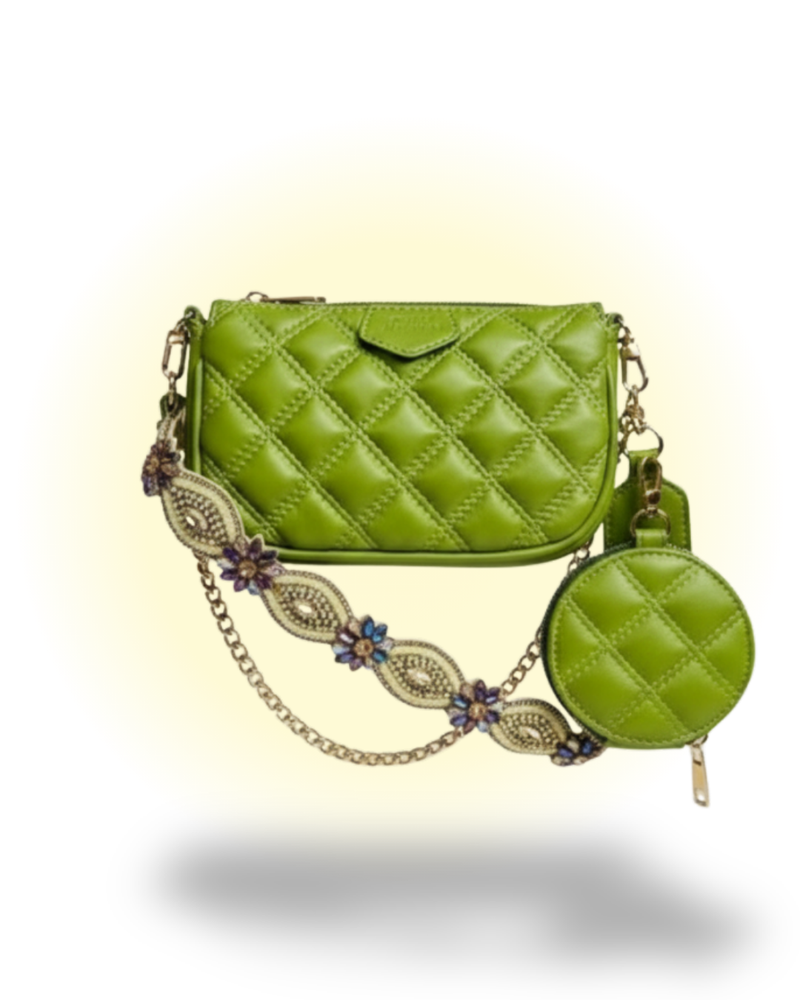 Light Green Embroidered Combo Sling Bag