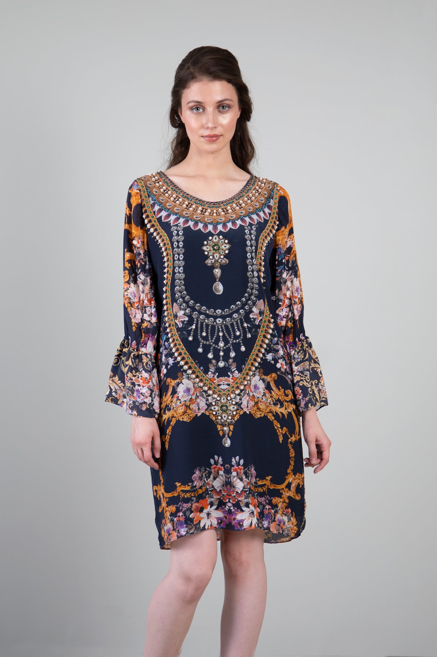 Jewel Bell Sleeve Dress