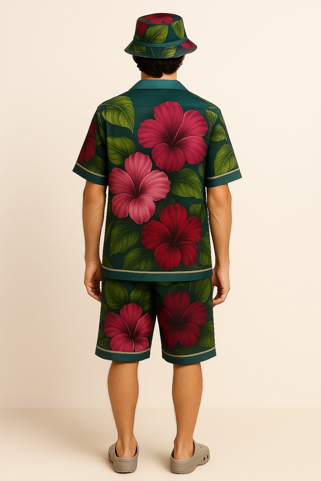 TROPICAL BLOOM CO-ORD SET – Silk-Cotton Floral Shirt + Shorts Set