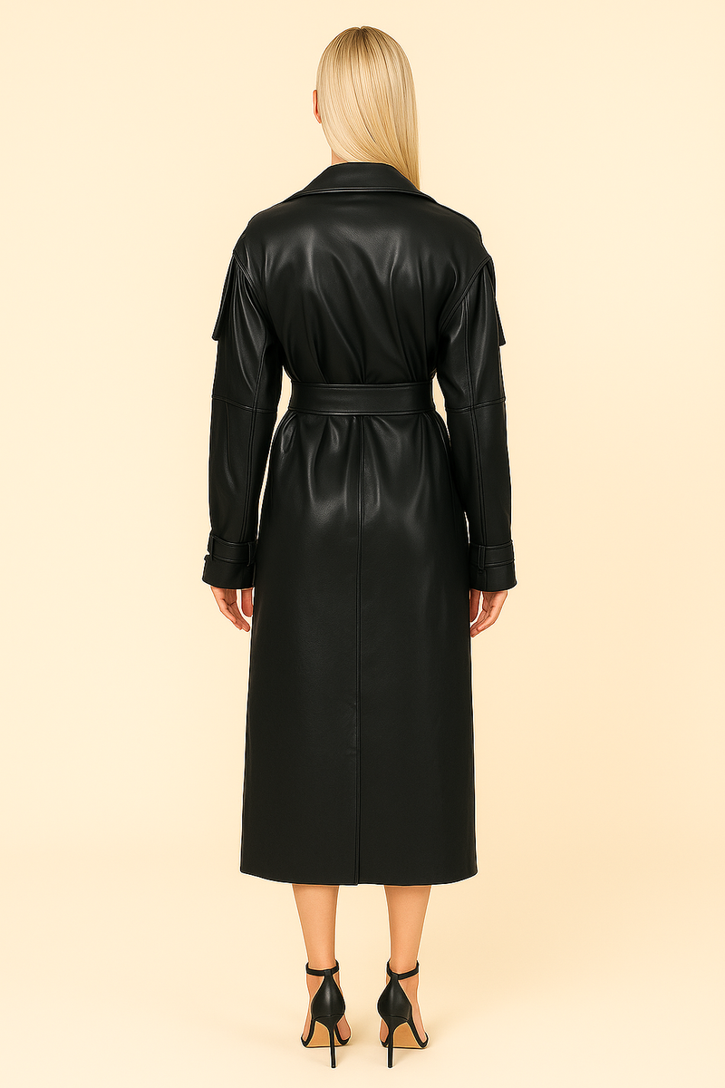 TRINITY SHADOW TRENCH COAT –  The Matrix-Inspired Leather Icon