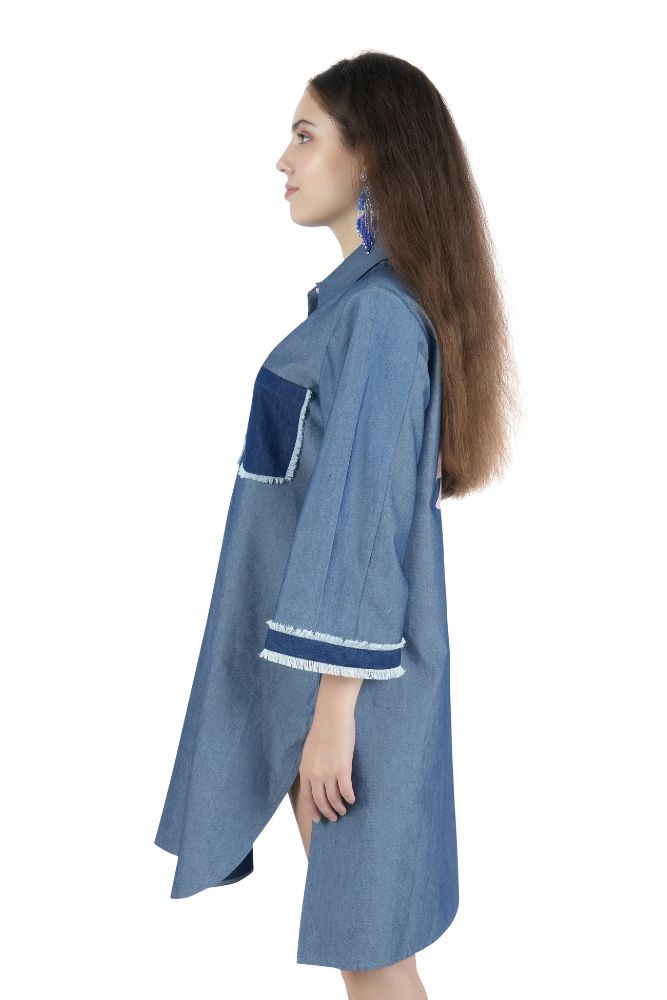 Washed Denim Oversized Midi Dress