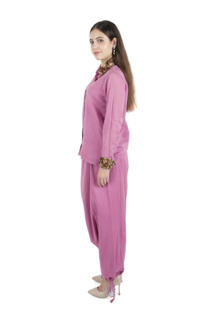 Pink Embroidered Dhoti Co-ord Set