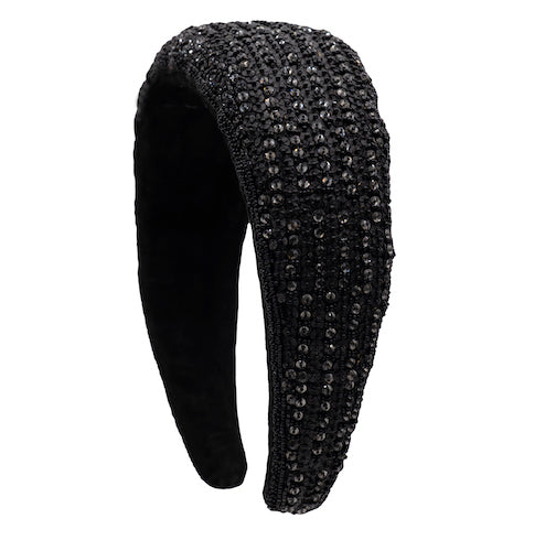 Black Crystal Lined hairband