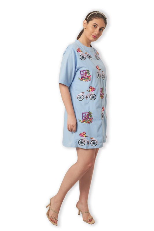 Cycle Embroidered T-shirt Dress