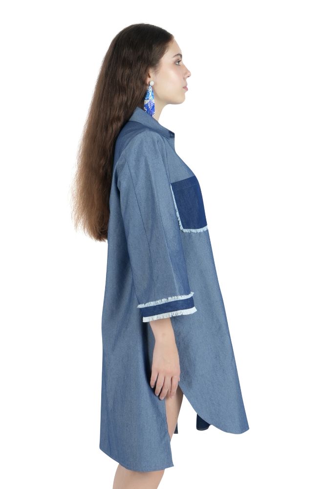 Washed Denim Oversized Midi Dress