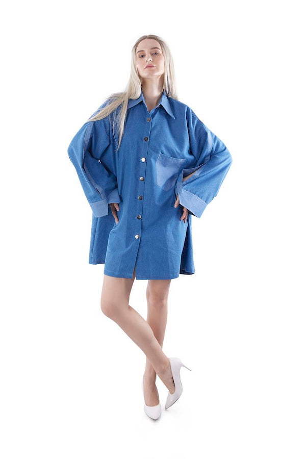 Oversized Denim Shirt Dress