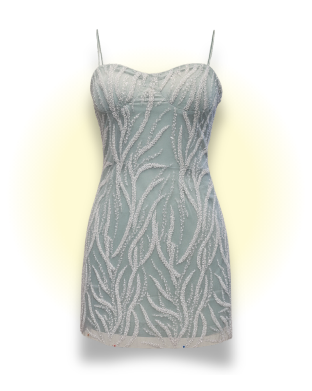 Icy Blue Beaded Corset Mini Dress – Sweetheart Neckline & Spaghetti Straps