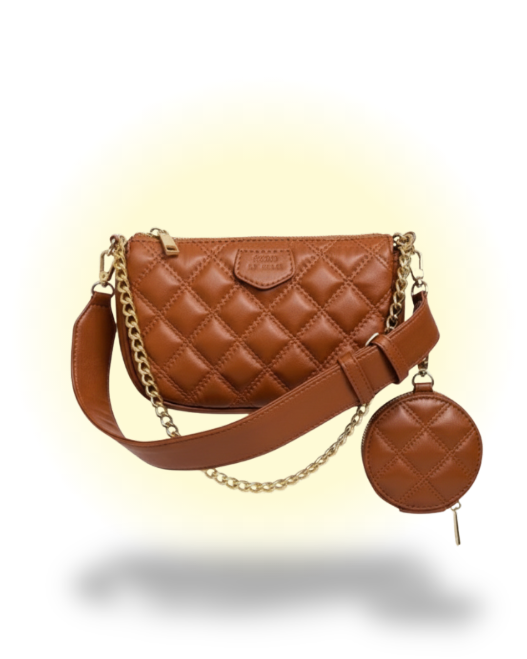 Brown Embroidered Combo Sling Bag