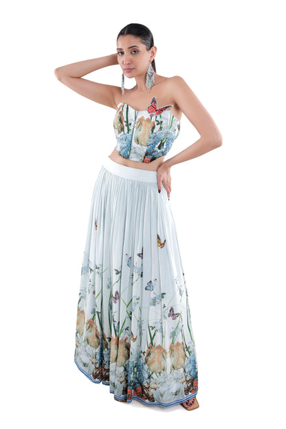 White Bodice With Skirt Co-ord Set